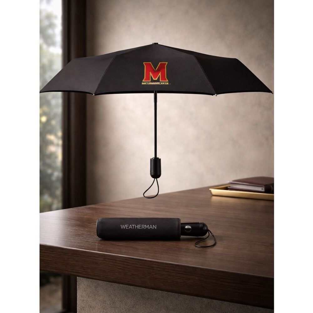 NIBWT Weatherman Umbrella 12” Long Durable Frame Fits Bag/Purse U of Maryland